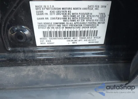 2014 Mitsubishi Outlander Sport Se from USA, damaged, VIN 4A4AR4AU5EE023327
